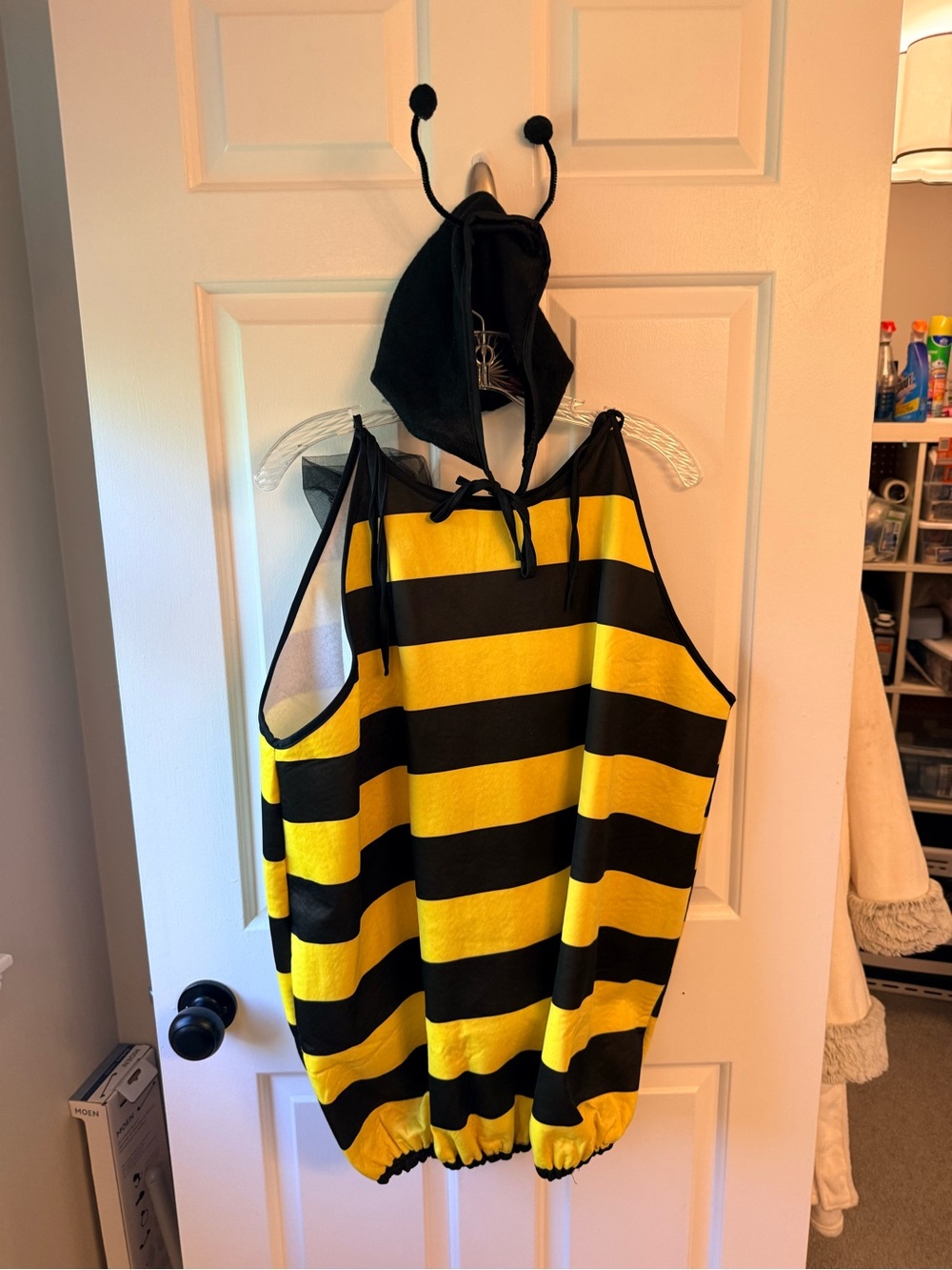 Adult Bumblebee Halloween Costume Romper Wings with Hood Antennae
